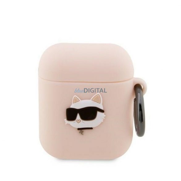 Husa originala KARL LAGERFELD KLA2RUNCHP pentru Apple Airpods 1/2 (3D Sil NFT Choupette / roz)