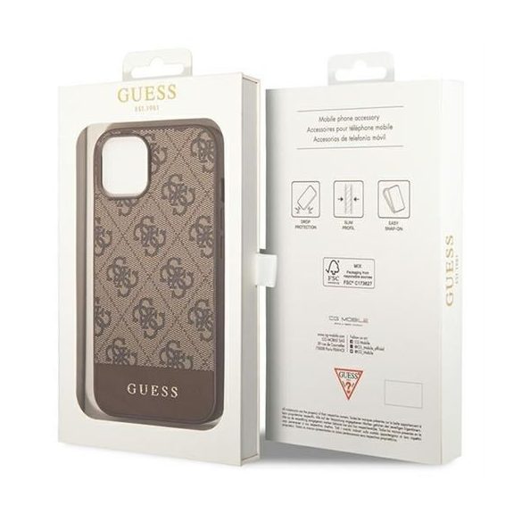 Husă GUESS pentru IPHONE 13 / 14 / 15 GUHCP14SG4GLBR (Colecția 4G Stripe) maro