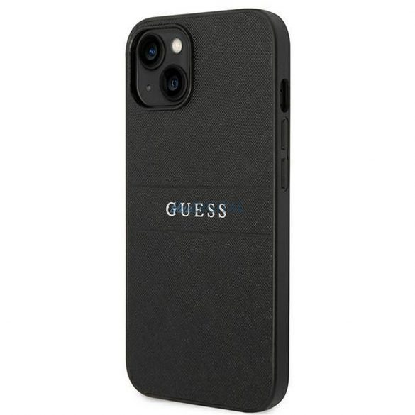 Carcasa originala GUESS GUHCP14MPSASBBK pentru iPhone 14 PLUS (Saffiano cu logo metalic / negru)