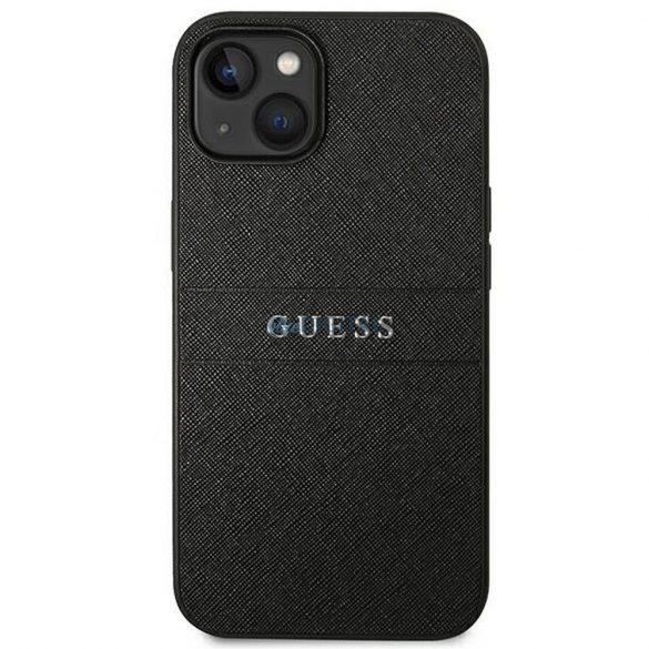 Carcasa originala GUESS GUHCP14MPSASBBK pentru iPhone 14 PLUS (Saffiano cu logo metalic / negru)