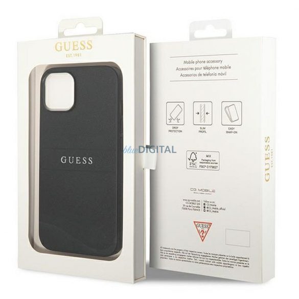 Carcasa originala GUESS GUHCP14MPSASBBK pentru iPhone 14 PLUS (Saffiano cu logo metalic / negru)