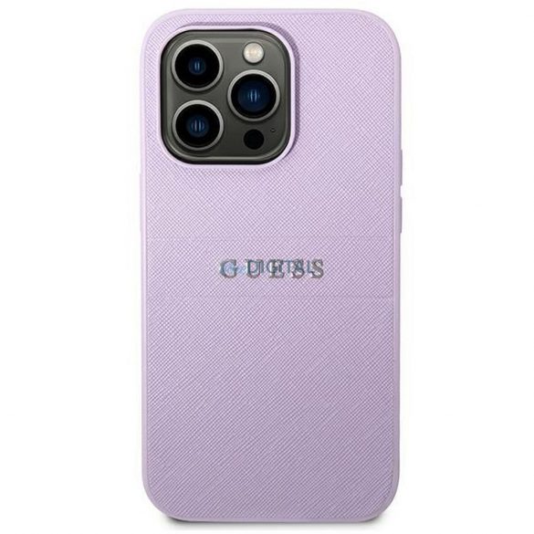 Carcasa originala GUESS GUHCP14LPSASBPU pentru iPhone 14 PRO (Saffiano cu logo metalic/violet)