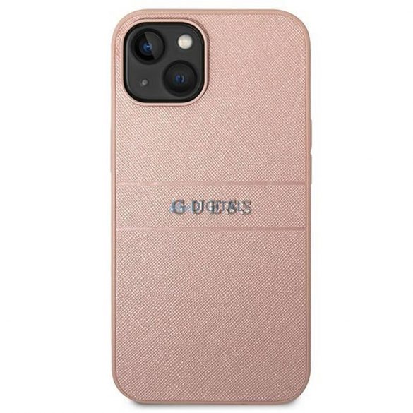 Carcasa originala GUESS GUHCP14MPSASBPI pentru iPhone 14 PLUS (Saffiano cu logo metalic / roz)