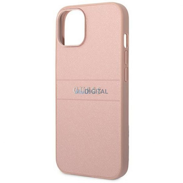 Carcasa originala GUESS GUHCP14MPSASBPI pentru iPhone 14 PLUS (Saffiano cu logo metalic / roz)