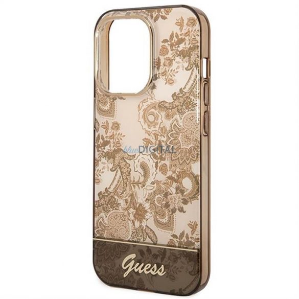 Carcasa originala GUESS GUHCP14XHGPLHC pentru iPhone 14 PRO MAX (IML Electro Cam TDJ / ocru)