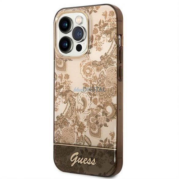 Carcasa originala GUESS GUHCP14XHGPLHC pentru iPhone 14 PRO MAX (IML Electro Cam TDJ / ocru)