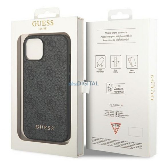 Husă originală GUESS GUHCP14SG4GFGR pentru iPhone 14 (4G Gold Logo / gri)