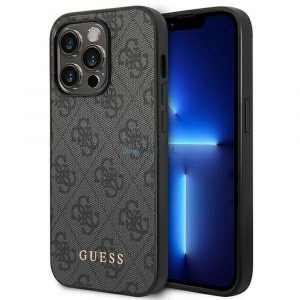 Husă originală GUESS GUHCP14LG4GFGR pentru iPhone 14 PRO (4G Gold Logo / gri)