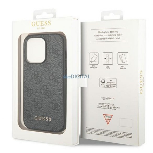 Husă originală GUESS GUHCP14XG4GFGR pentru iPhone 14 PRO MAX (4G Gold Logo / gri)