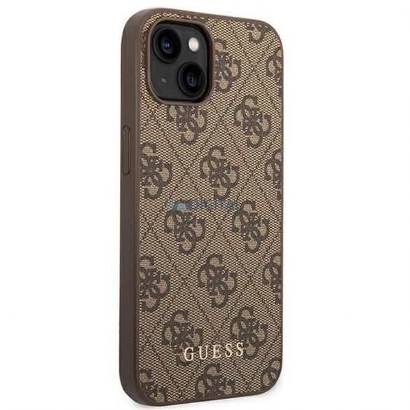 Husă originală GUESS GUHCP14SG4GFBR pentru iPhone 14 (4G Gold Logo / maro)