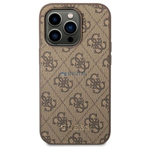 Husă originală GUESS GUHCP14LG4GFBR pentru iPhone 14 PRO (4G Gold Logo / maro)