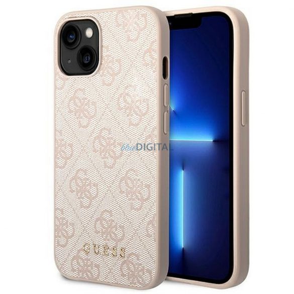 Husă originală GUESS GUHCP14SG4GFPI pentru iPhone 14 (4G Gold Logo / roz)