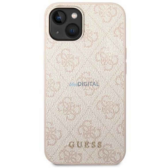 Husă originală GUESS GUHCP14SG4GFPI pentru iPhone 14 (4G Gold Logo / roz)