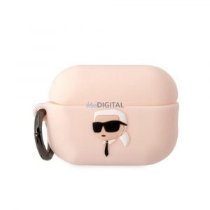 Husă originală KARL LAGERFELD KLAP2RUNIKP pentru Apple Airpods Pro 2 (3D Sil NFT Karl / roz)