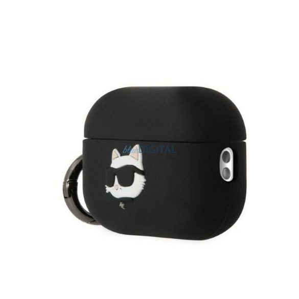 Husă originală KARL LAGERFELD KLAP2RUNCHK pentru Apple Airpods Pro 2 (3D Sil NFT Choupette / negru)