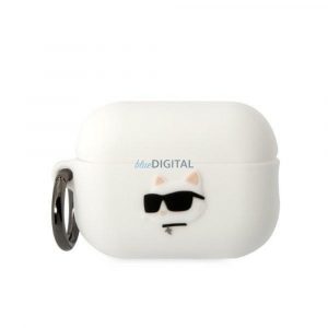 Husă originală KARL LAGERFELD KLAP2RUNCHH pentru Apple Airpods Pro 2 (3D Sil NFT Choupette / alb)