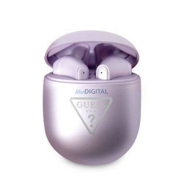 Căști Bluetooth Stereo TWS GUESS cu stație de andocare GUTWST82TRU (logo triunghi/violet)