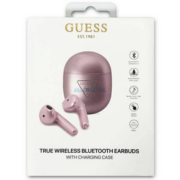 Căști Bluetooth Stereo TWS GUESS cu stație de andocare GUTWST82TRU (logo triunghi/violet)