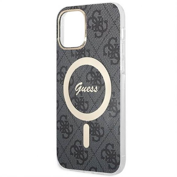 Oryginal Set GUESS GUBPN61H4EACSK pentru iPhone 12/12 Pro (Bundle Pack Magsafe:Husă+ Încărcător 4G / Aur - Negru)