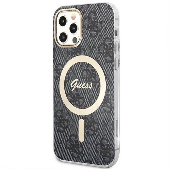 Oryginal Set GUESS GUBPN61H4EACSK pentru iPhone 12/12 Pro (Bundle Pack Magsafe:Husă+ Încărcător 4G / Aur - Negru)