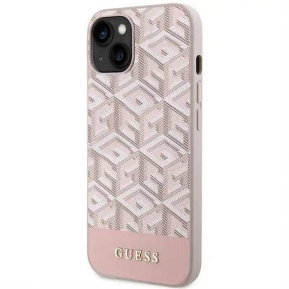 Husă originală GUESS GUHMP14SHGCFSEP pentru iPhone 14 (Magsafe GCUBE Stripes / roz)