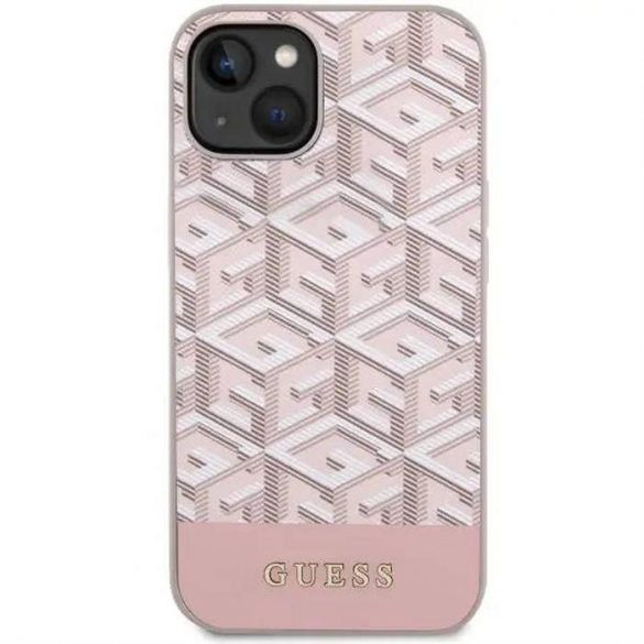 Husă originală GUESS GUHMP14SHGCFSEP pentru iPhone 14 (Magsafe GCUBE Stripes / roz)