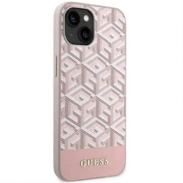 Husă originală GUESS GUHMP14SHGCFSEP pentru iPhone 14 (Magsafe GCUBE Stripes / roz)