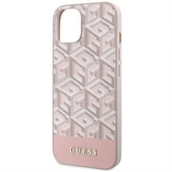 Husă originală GUESS GUHMP14SHGCFSEP pentru iPhone 14 (Magsafe GCUBE Stripes / roz)