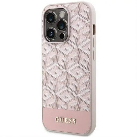 Carcasa originala GUESS GUHMP14LHGCFSEP pentru iPhone 14 PRO (Magsafe GCUBE Stripes / roz)