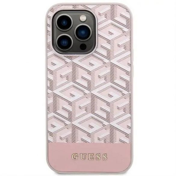 Carcasa originala GUESS GUHMP14LHGCFSEP pentru iPhone 14 PRO (Magsafe GCUBE Stripes / roz)