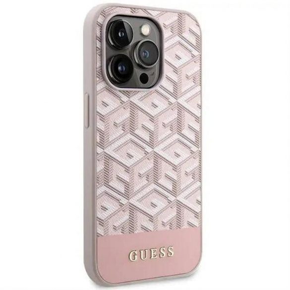 Carcasa originala GUESS GUHMP14LHGCFSEP pentru iPhone 14 PRO (Magsafe GCUBE Stripes / roz)