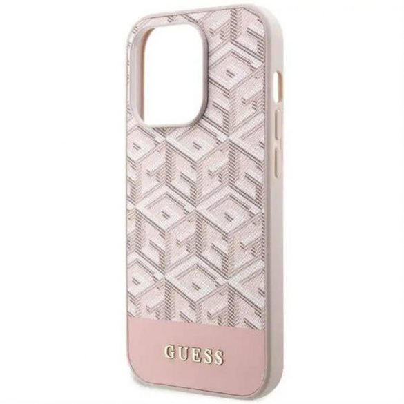 Carcasa originala GUESS GUHMP14LHGCFSEP pentru iPhone 14 PRO (Magsafe GCUBE Stripes / roz)