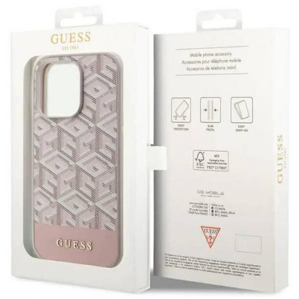 Carcasa originala GUESS GUHMP14LHGCFSEP pentru iPhone 14 PRO (Magsafe GCUBE Stripes / roz)