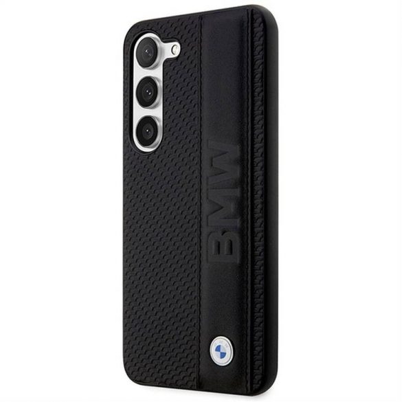 Husă original Ecran BMW BMHCS23M22RDPK pentru SAMSUNG S23 Plus (texturat și Big Logo Stripe / negru)