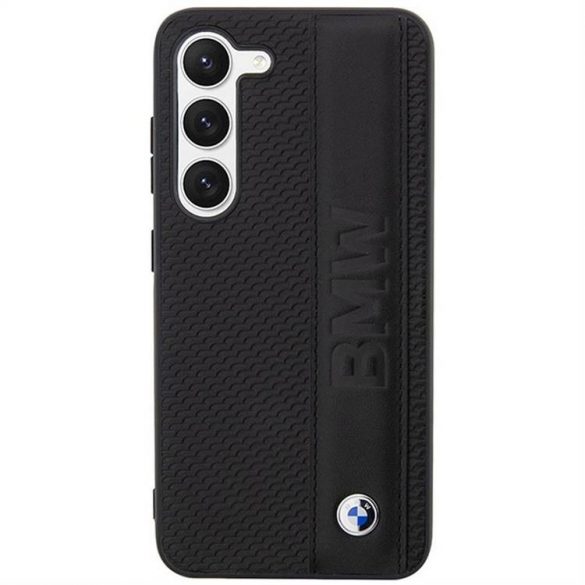 Husă original Ecran BMW BMHCS23M22RDPK pentru SAMSUNG S23 Plus (texturat și Big Logo Stripe / negru)