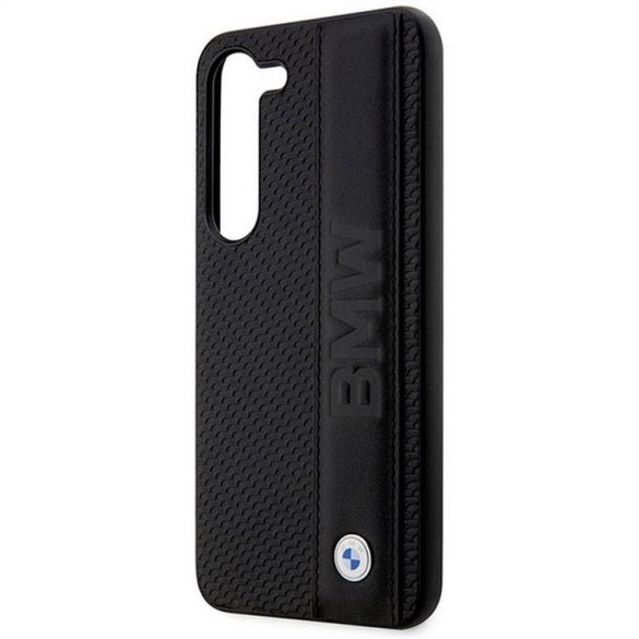 Husă original Ecran BMW BMHCS23M22RDPK pentru SAMSUNG S23 Plus (texturat și Big Logo Stripe / negru)