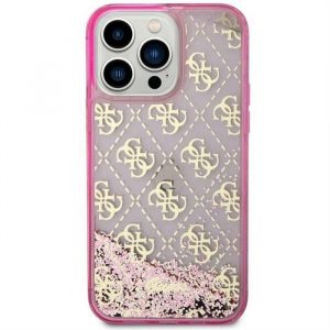 Husă originală GUESS GUHCP14SLC4PSGP pentru iPhone 14 (Lichid Glitter 4G Translucid/roz)