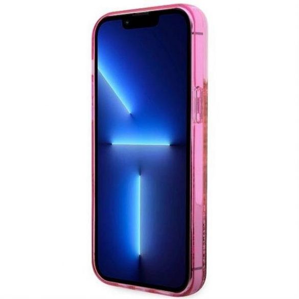 Husă originală GUESS GUHCP14LLC4PSGP pentru iPhone 14 PRO (Lichid Glitter 4G Translucid/roz)