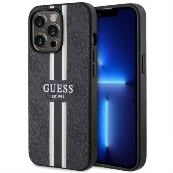 Husă originală GUESS GUHMP13LP4RPSK pentru iPhone 13 PRO (Magsafe 4G Printed Stripes / negru)