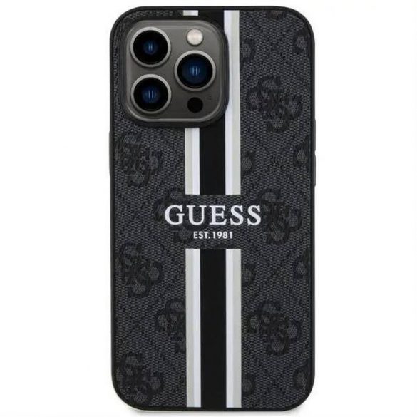 Husă originală GUESS GUHMP13LP4RPSK pentru iPhone 13 PRO (Magsafe 4G Printed Stripes / negru)