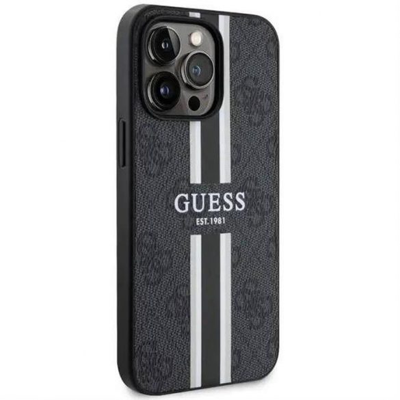 Husă originală GUESS GUHMP13LP4RPSK pentru iPhone 13 PRO (Magsafe 4G Printed Stripes / negru)