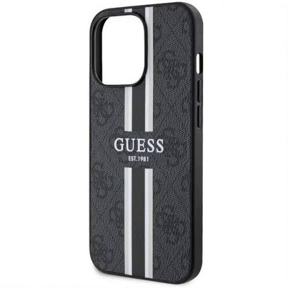 Husă originală GUESS GUHMP13LP4RPSK pentru iPhone 13 PRO (Magsafe 4G Printed Stripes / negru)