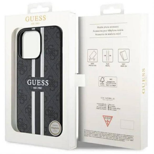 Husă originală GUESS GUHMP13LP4RPSK pentru iPhone 13 PRO (Magsafe 4G Printed Stripes / negru)