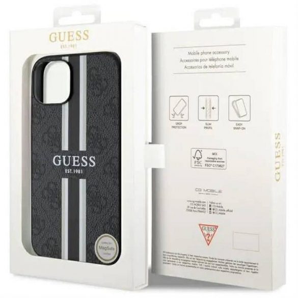 Husă originală GUESS GUHMP14SP4RPSK pentru iPhone 14 (Magsafe 4G Printed Stripes / negru)