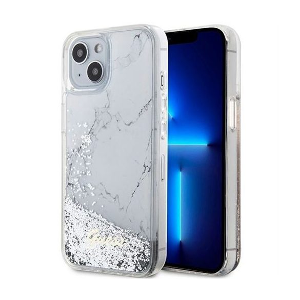 Husă GUESS pentru IPHONE 13 / 14 / 15 GUHCP14SLCSGSGH (Marmură cu sclipici lichid) albă