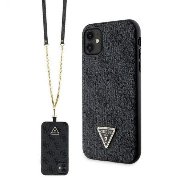 Husă originală GUESS GUHCN61P4TDSCPK pentru iPhone 11 (Metal Logo Starss Crossbody / negru)