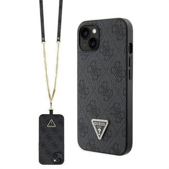 Husă originală GUESS GUHCP13MP4TDSCPK pentru iPhone 13 (Metal Logo Starss Crossbody / negru)