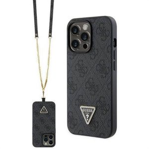 Husă originală GUESS GUHCP13XP4TDSCPK pentru iPhone 13 PRO MAX (Metal Logo Starss Crossbody / negru)