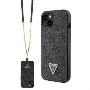 Husă originală GUESS GUHCP14SP4TDSCPK pentru iPhone 14 (Metal Logo Starss Crossbody / negru)