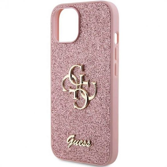 Husă originală GUESS GUHCP15SHG4SGP pentru iPhone 15 (Fixed Glitter Big 4G / roz)